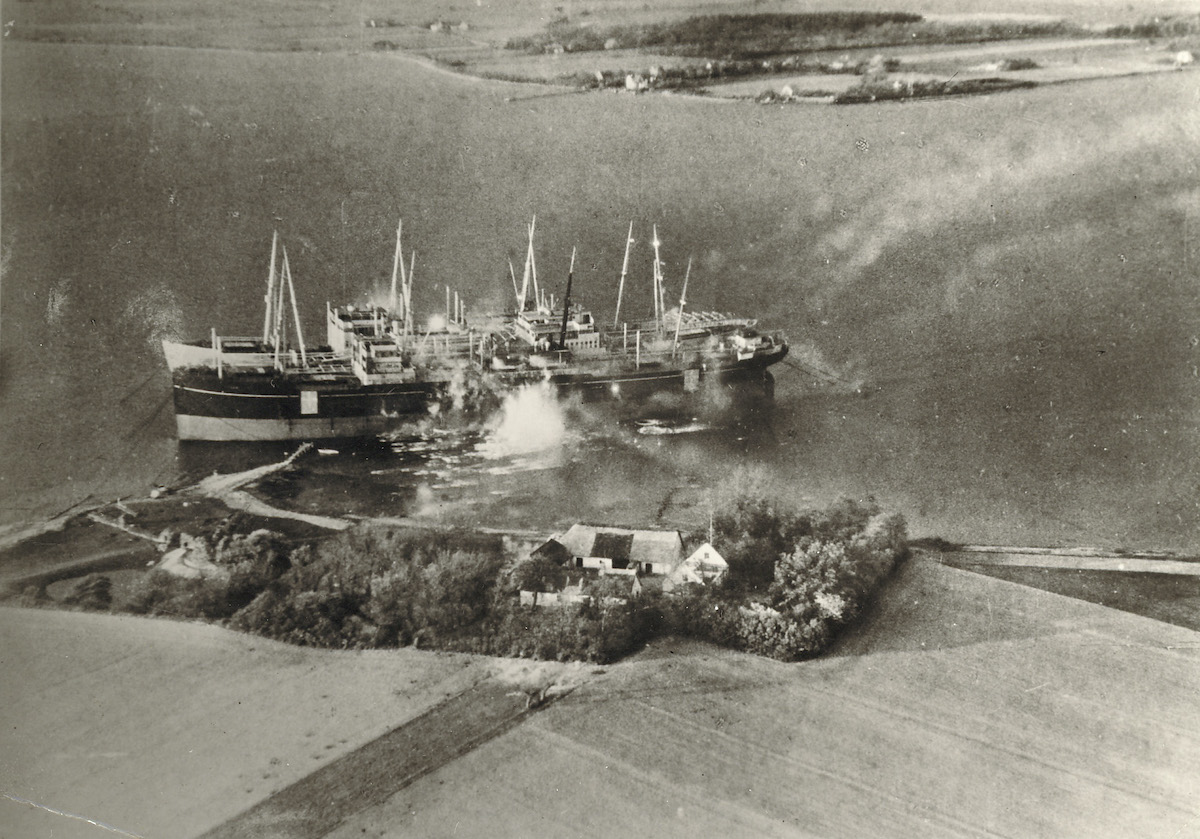 The Dallachy Wing operated over Danish waters on 3 May 1945 as well. Beaufighters armed with rocket projectiles from 144 Squadron attacked three ships of the East Asiatic Company—SS Java, SS Jutlandia and SS Falstria—which were moored at Slotø near Nakskov. The vessels were left smoking and several seamen were wounded.