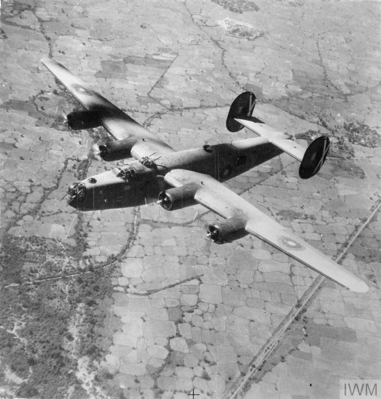 An unidentified Liberator VI from 356 Sqn captured during an attack on Armapura near Mandalay on 25 January 1945. Bruun participated in this attack (© IWM C 4945)